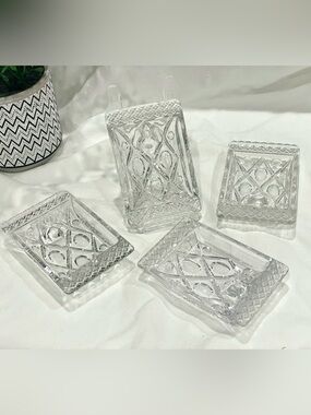 ☀️2/$20 Set of 4 Vintage Imperial Glass “Cape Cod” Pattern Ashtrays | MCM | EUC